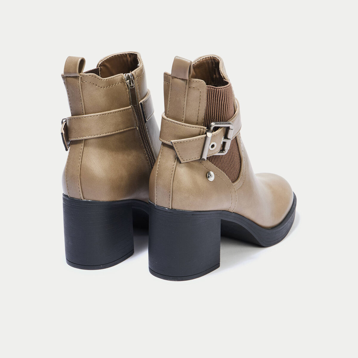 Bottines &agrave; talon taupe femme