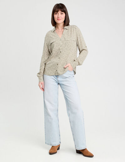 Chemise manches longues vert olive femme