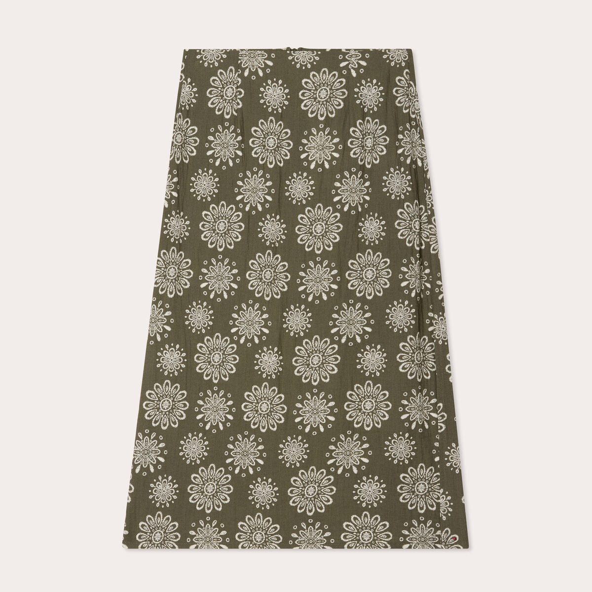 Jupe midi évasée vert kaki femme