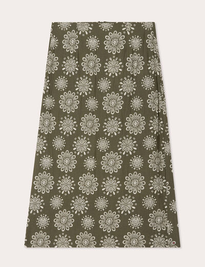 Jupe midi évasée vert kaki femme