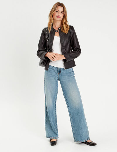 Veste droite zippée noir femme