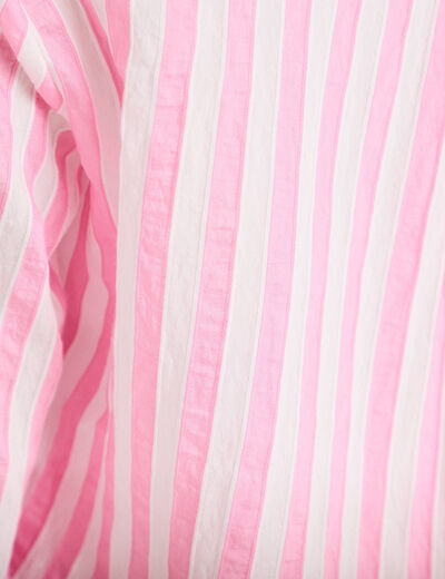 Blouse ample col tunisien manches 3/4 rose femme