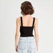 Débardeur cropped bretelles noir femme