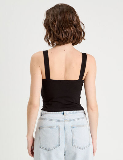 Débardeur cropped bretelles noir femme
