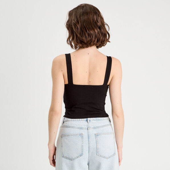 Débardeur cropped bretelles noir femme