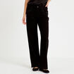 Jean wide leg taille basse strass noir femme