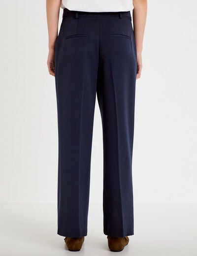 Pantalon bootcut taille haute bleu marine femme