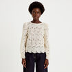 Blouse droite col v en dentelle ecru femme