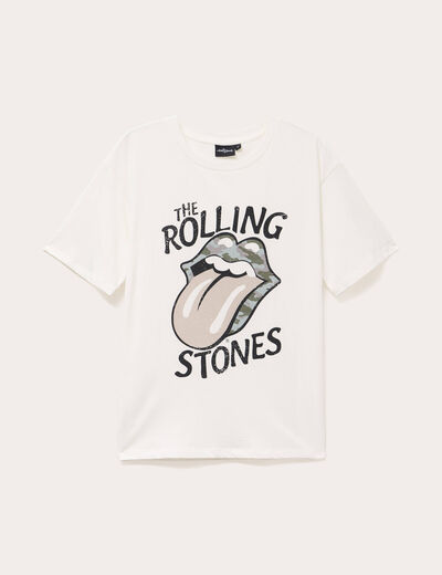 T-shirt en coton manches courtes ecru femme