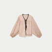 Blouse droite manches longues ecru femme