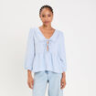 Blouse col claudine denim snow gris femme