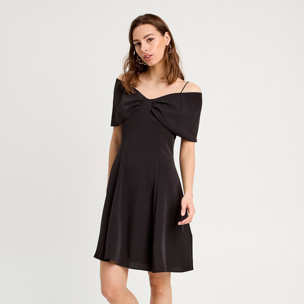 Robe droite bretelles noir femme