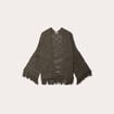 Gilet ajouré avec franges vert kaki femme