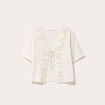 Blouse manches courtes nouée ecru femme