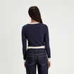 T-shirt cropped 2-en-1 bleu marine femme