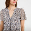 Blouse droite longue manches courtes blanc femme