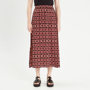 Jupe midi évasée fluide rouge femme