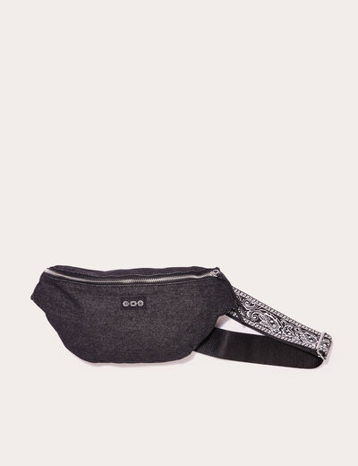 Sac banane denim noir femme