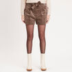 Short paperbag velours taupe femme