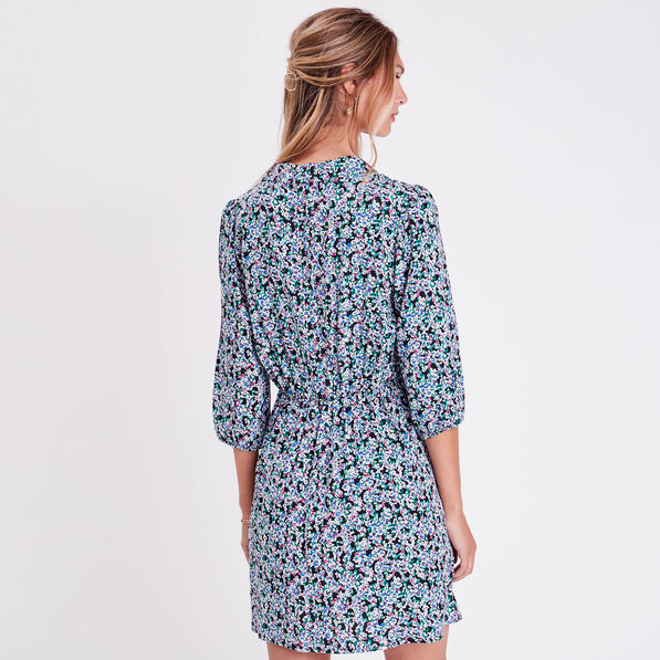 Robe évasée fluide noir femme