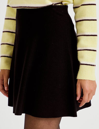 Jupe &eacute;vas&eacute;e en maille noir femme