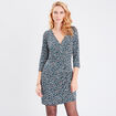 Robe moulante manches 3/4 noir femme
