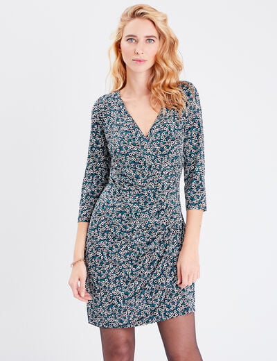 Robe moulante manches 3/4 noir femme