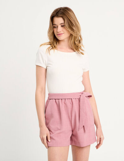 Combishort ceinturée vieux rose femme
