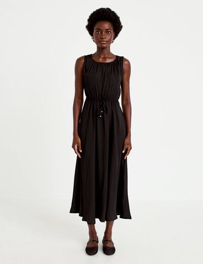 Robe longue &eacute;vas&eacute;e sans manches noir femme