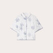 Chemise manches courtes brodée bleu marine femme