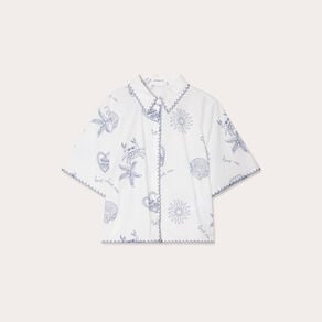chemise manches courtes brodee bleu marine femme Chemise manches courtes brodée bleu marine femme