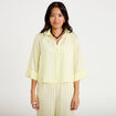 Blouse ample col tunisien manches 3/4 jaune femme