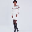 Robe pull droite ecru femme