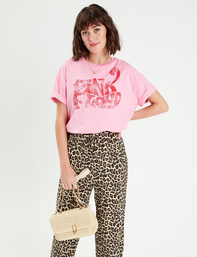 T-shirt Pink Floyd rose fushia femme
