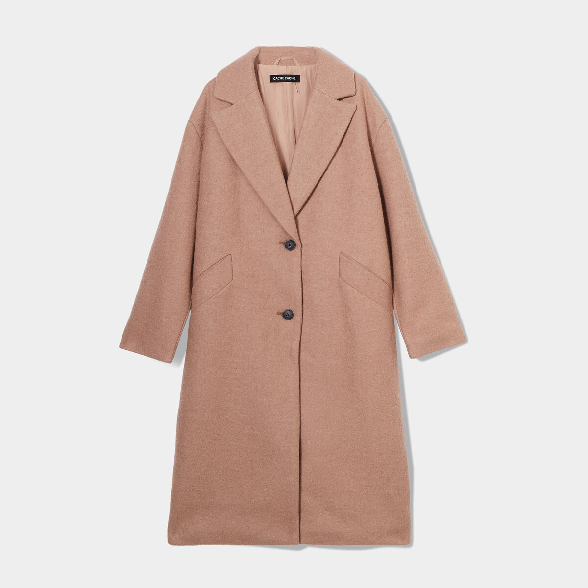 Manteau long oversize camel femme