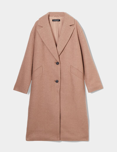 Manteau long oversize camel femme