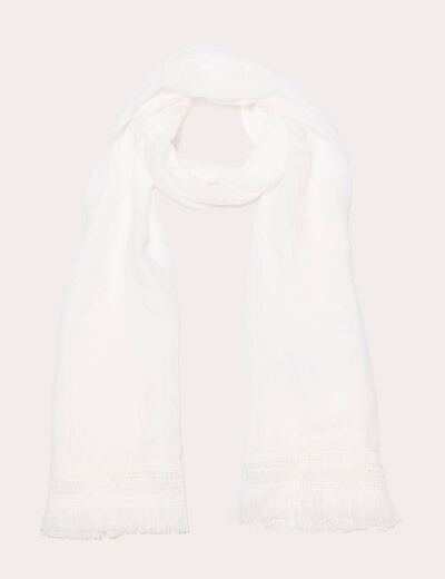Foulard avec franges blanc femme