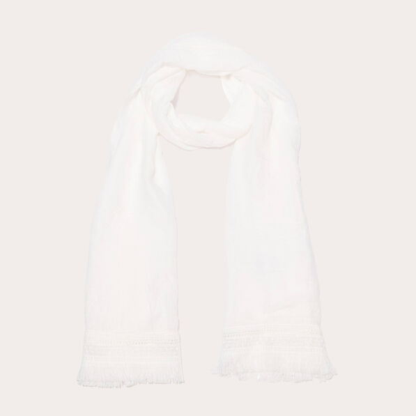 Foulard avec franges blanc femme