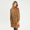 Robe droite col en V marron femme