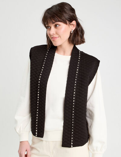 Veste matelassée sans manches noir femme