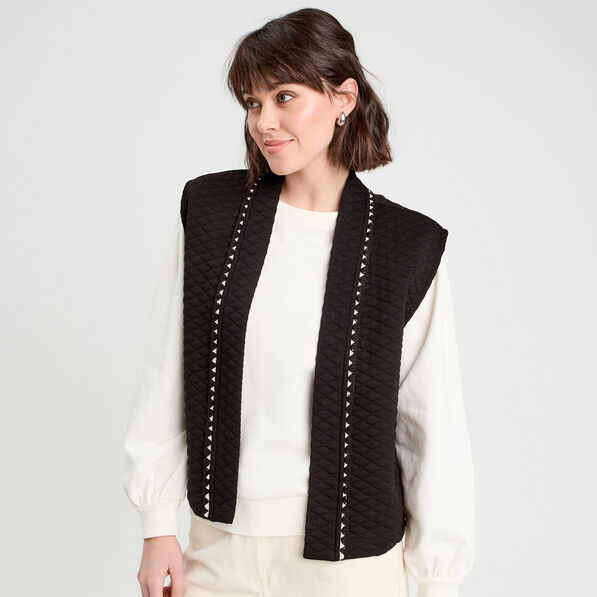 Veste matelassée sans manches noir femme