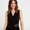 Robe droite 3/4 sans manches col v noir femme