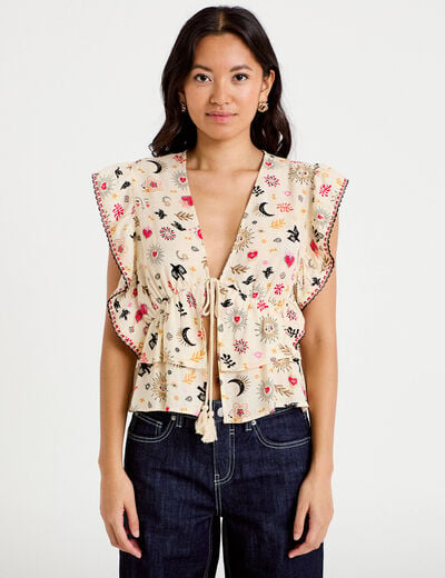 Blouse droite sans manches blanc femme