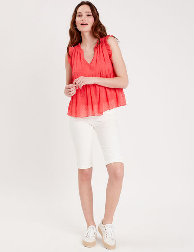 Blouse sans manches rouge corail femme