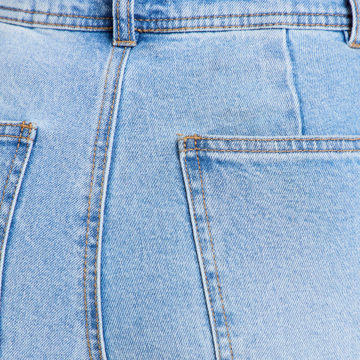 Jean wide leg cropped taille haute denim bleach femme