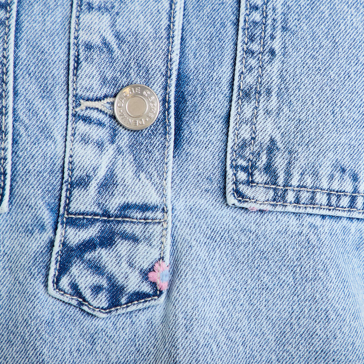 Robe en jean brod&eacute;e bleu fonc&eacute; femme