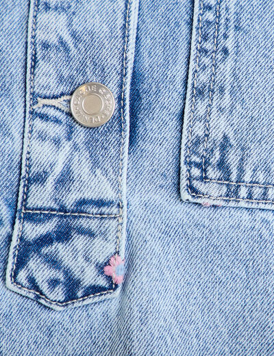 Robe en jean brod&eacute;e bleu fonc&eacute; femme