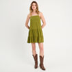 Robe évasée bretelles vert foncé femme