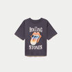 T-shirt oversize manches courtes gris fonc&eacute; femme