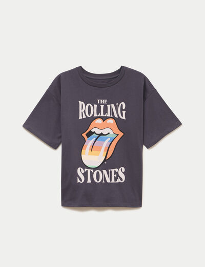 T-shirt oversize manches courtes gris fonc&eacute; femme